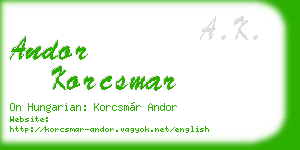andor korcsmar business card